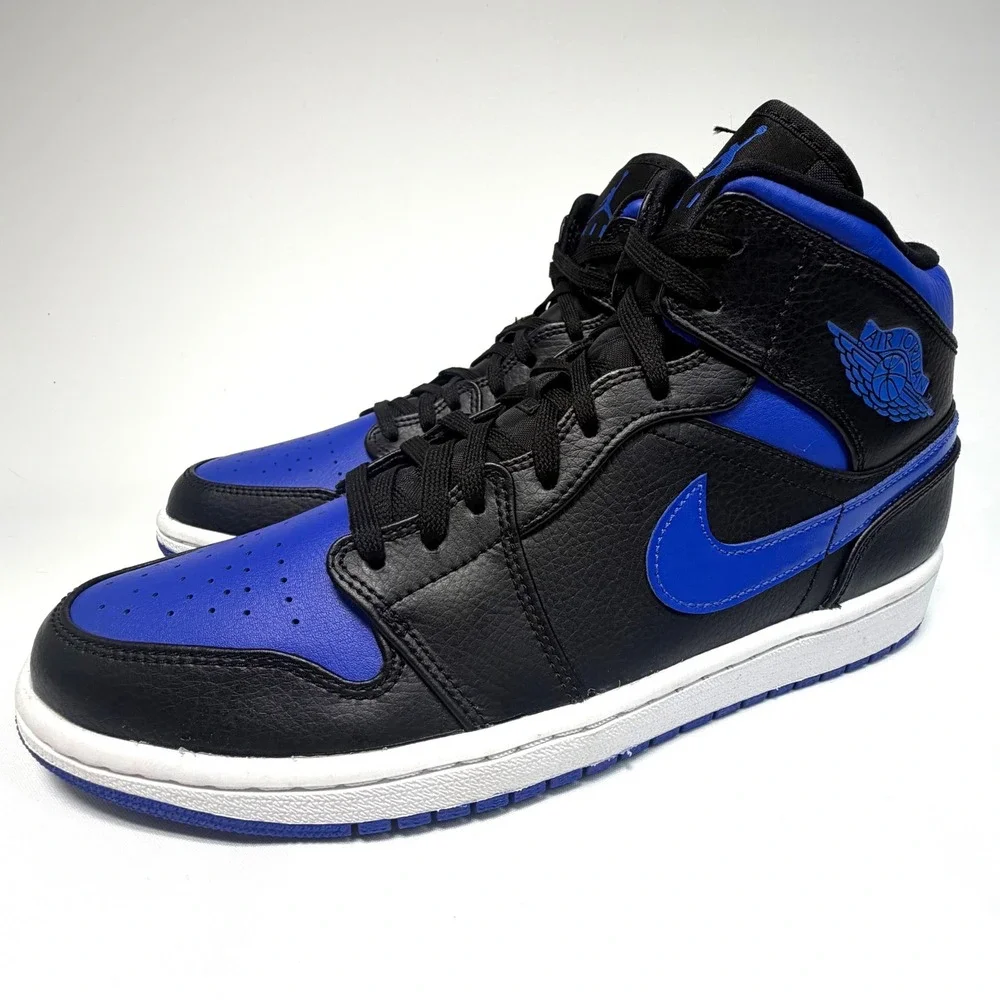 Nike Air Jordan 1 Mid Royal Black Blue Mens 9.5 554724-068‎